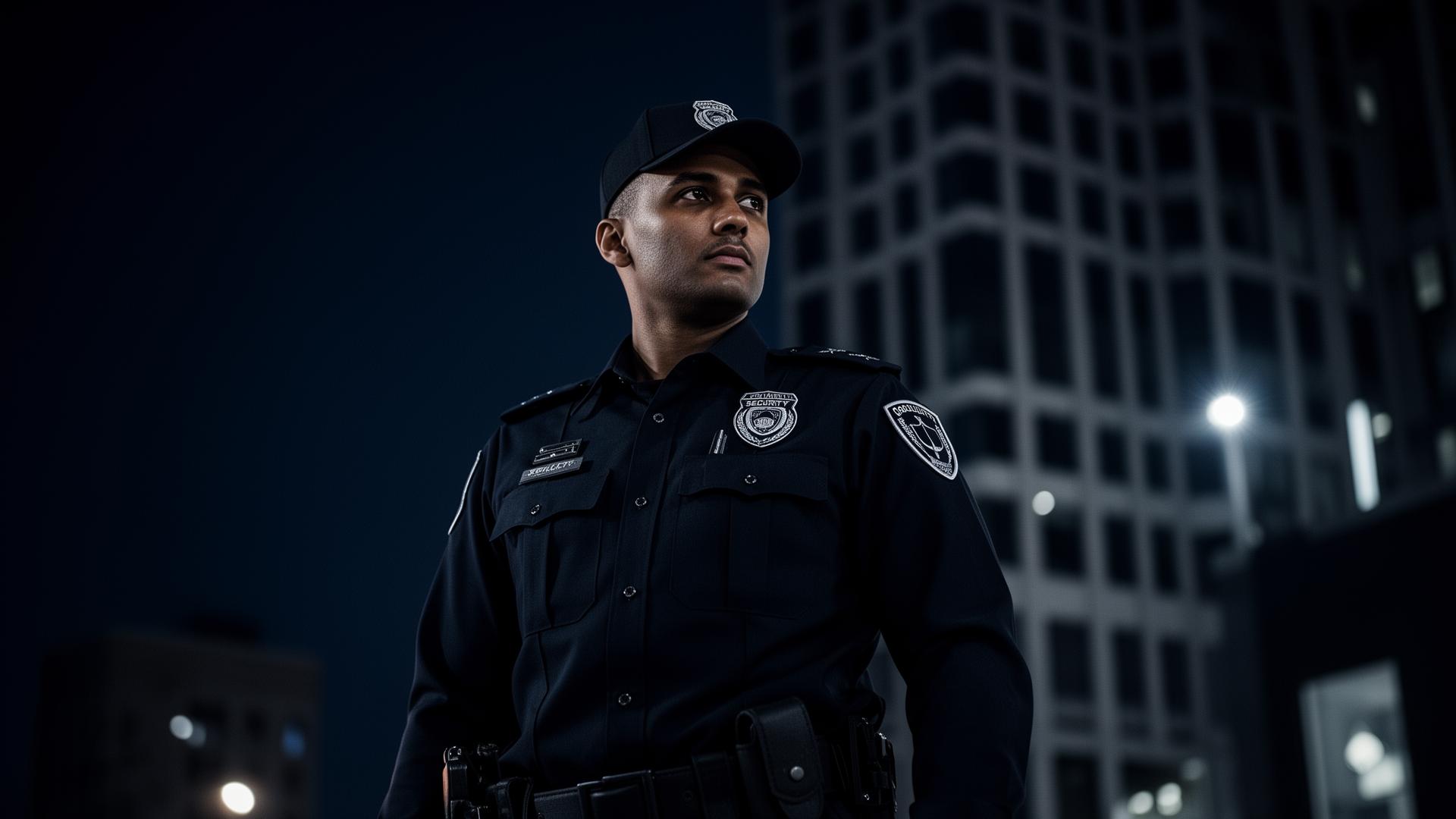 Professional security officer on duty